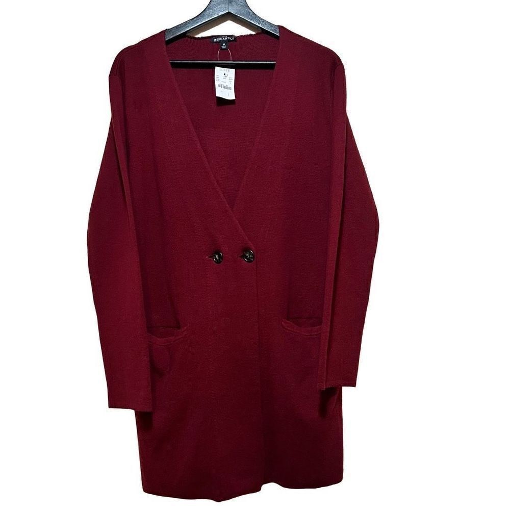 J Crew Mercantile NWT Double Button Cardigan Med Burgundy - Picture 1 of 4